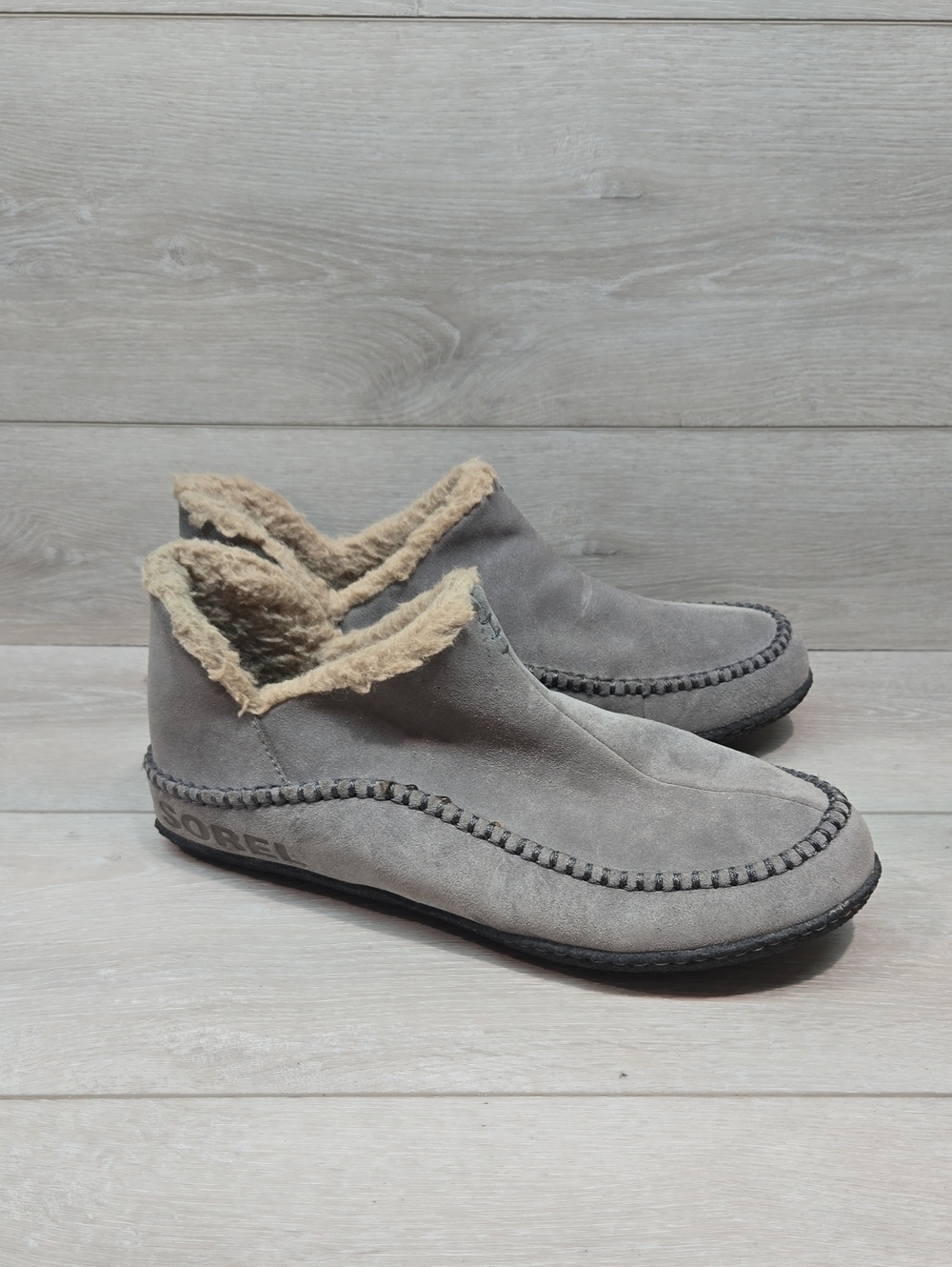Sorel Men's Gray High Top Suede Fleece-Lined Slip-On Shoes Boots Sz 11
